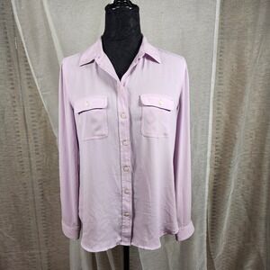 Ann Taylor LOFT Lavender Purple Career Blouse Long Sleeve Button Up Top S‎